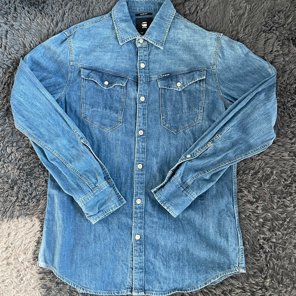 G-Star Denim Blue Button Down Shirt